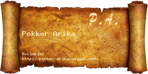 Pekker Arika névjegykártya